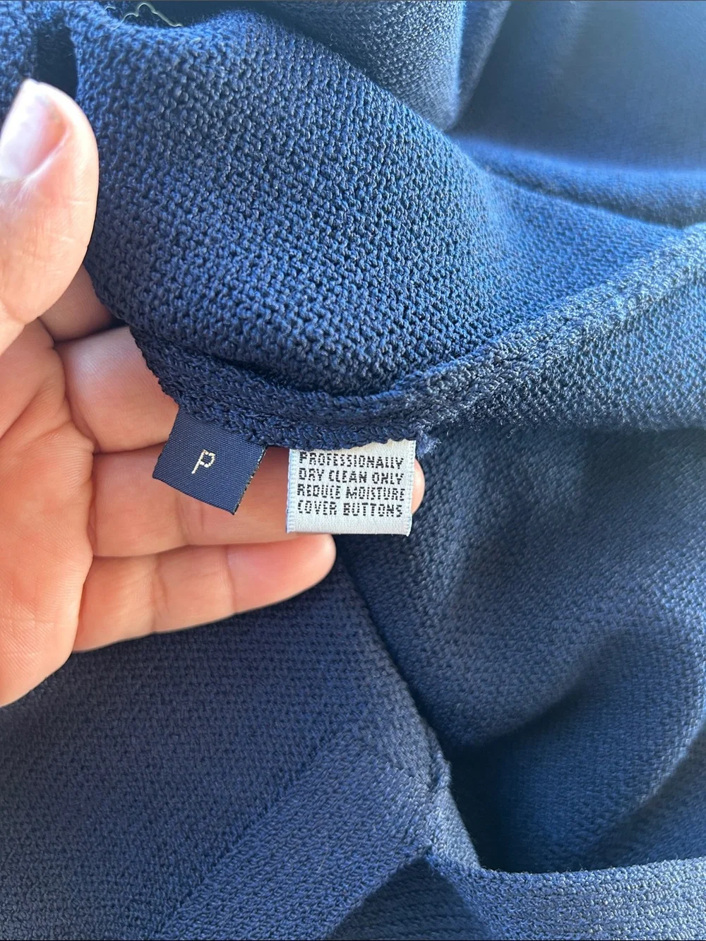 St. John Navy Knit Longline Jacket with Gold Buttons - Picture 6 of 11
